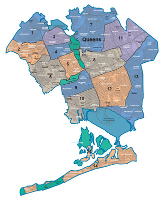 Mapa dos bairros de Queens