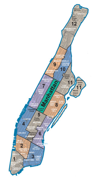 Mapa dos bairros de Manhattan