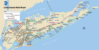 Mapa da rede de trens urbano e metropolitano Long Island Rail Road (LIRR)