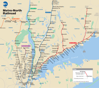 Mapa da rede de trens urbano e metropolitano Metro North Railroad (MNR)