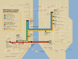 Mapa da rede de trens urbano e metropolitano Port Authority Trans-Hudson