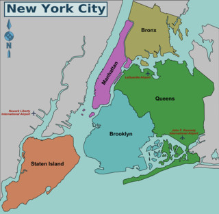 Mapa dos distritos (boroughs) de Nova York