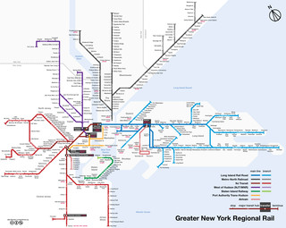 Mapa da rede de trens urbano e metropolitano de Nova York