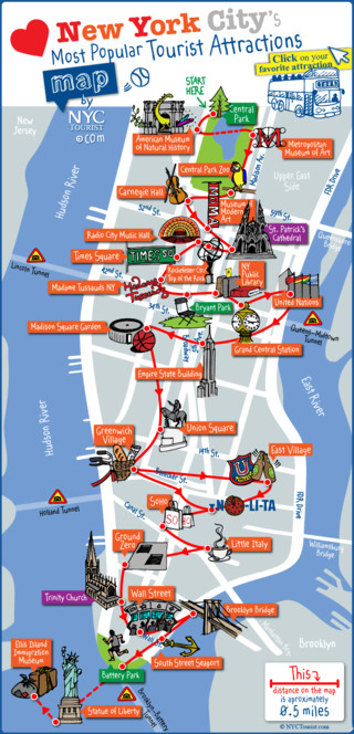 Mapa turistico de museus, pontos turÃ­sticos, lugares turÃ­sticos, monumentos e atraÃ§Ãµes de Nova York
